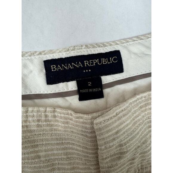 Linen Trouser Neutral Stripe Banana Republic Beige Pants Straight 2012 Size 2 - Picture 8 of 10